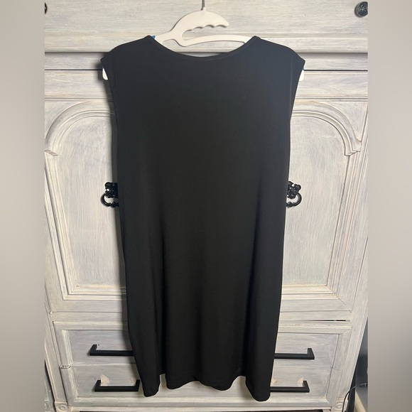 Clara Sun Woo Black Sleeveless Jersey Tunic Mini Dress Minimalist Lagenlook - Picture 6 of 6